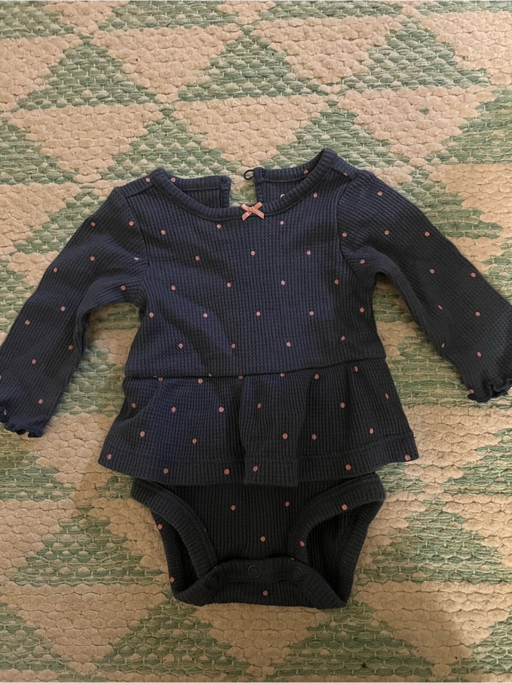 Carter's Navy One-Piece with Pink Polka Dots and Peplum